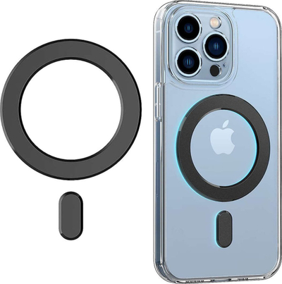 Unazë magnetike telefoni 4kom.pl Magmat MagSafe, universale, ngjitëse, e zezë