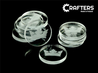 Markues transparent për lojë tavoline Crafters Crown, set me 10 copa, diametër 22 mm, transparent