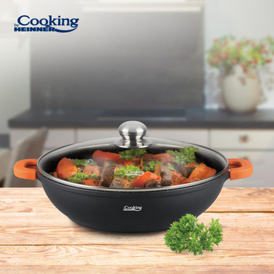 Tenxhere me kapak Heinner Dark Line, 4.1L, 28cm, alumini i derdhur, e zezë