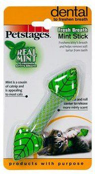 Lodër për dhëmbët e maces Petstages Fresh Breath Mint Stick, me catmint natyral përtypëse, jeshile
