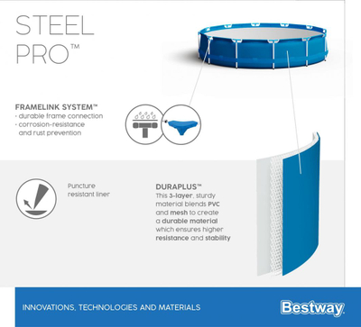 Pishinë kopshti Bestway Frame, 396 x 84cm 9 in 1 (5612E)