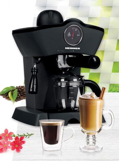 Aparat espresso Heinner HEM-200BK, 3.5 bar, 800W, i zi