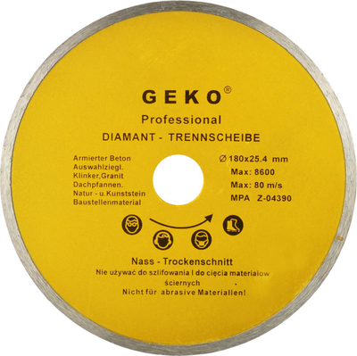 Disk prerës me diamant GEKO, 180mm, vrimë 25.4mm, i verdhë