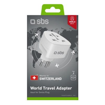 Патен адаптер SBS, приклучок тип J, 2500W, бел
