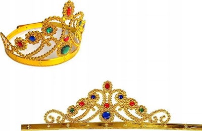 Kurorë festive Crown, për kalamaj dhe të rritur, me gurë shumëngjyrësh, ngjyrë flori