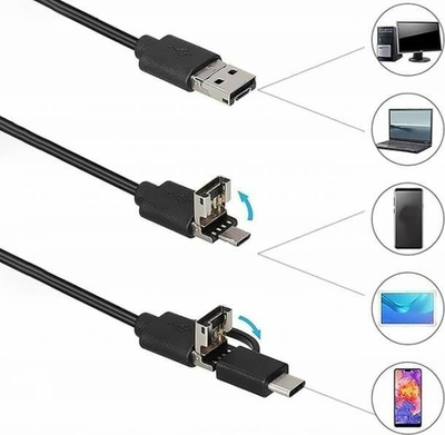 Kamerë inspektimi LTC Endoscopic, 2m, 1920x1080p, USB Micro USB USB C, e zezë