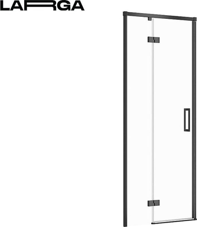 Derë dushi Cersanit LARGA, 80x195 cm, xham i tejdukshëm, profil i zi, hapje majtas