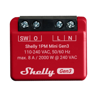 Ndërprerës me një rele SHELLY 1PM Mini Gen3, WiFi & Bluetooth, KNXnet / IP communication