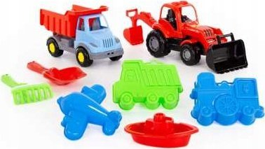 Set rëre Polesie 81414 Leon, me traktor ekskavator e kamion, me çantë shpine, shumëngjyrësh