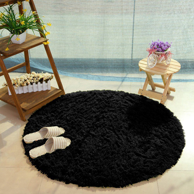 Tapet rrumbullak Strado Round Shaggy Rug, 100x100 cm, push i gjatë, i zi
