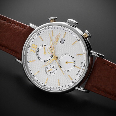 Orë dore për meshkuj Trim Elegance CZ 2023 Automatic W01P.13195.C, e kaftë/e argjendtë