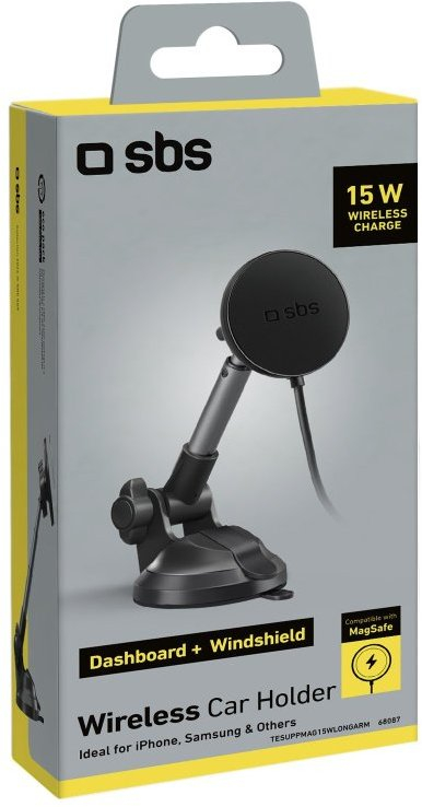 Држач за телефон за автомобил SBS Wireless Telescopic, со вакуумска чаша, црн