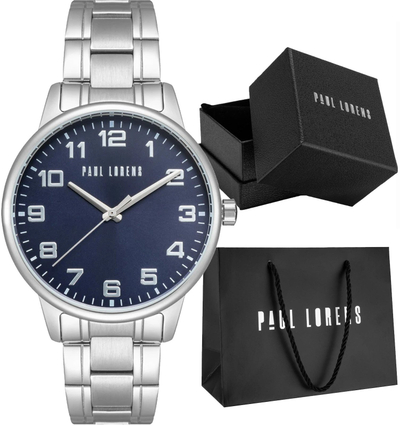 Orë burrash Paul Lorens PL20018B 6C1, çelik inox, sferë blu e errët
