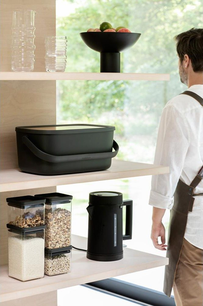 Kuti për ruajtjen e bukës Brabantia Bamboo, 16.3x25.5x39.6cm, e hirtë