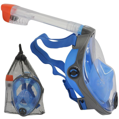 Maskë snorkelingu Best Sporting Snorkel Mask, për fytyrë komplet, për të rritur, blu me të zezë