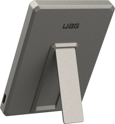 Магнетен надворешен полнач UAG Ultra Slim, 5000mAh, со држач kickstand, титаниум