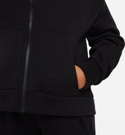 Bluzë me kapuç Nike Sportswear Club Fleece për goca, zinxhir i plotë, junior, e zezë