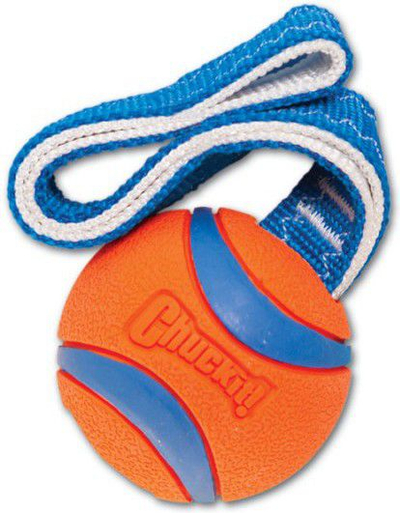 Lodër për qen Chuckit Ultra Fetch Rugged, top gome me dorezë, përmasa Medium, portokalli