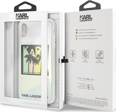 Kalle telefoni Karl Lagerfeld KLHCI65IRKD, për iPhone XS Max, TPU, dizajn Kalifornia Dreams Palms, shumëngjyrëshe