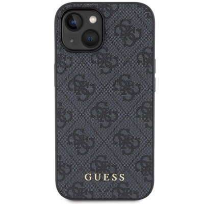 Mbulesë telefoni Guess GUHCP15MG4GFG për iPhone 15 Plus, me logo metalike, gri e errët