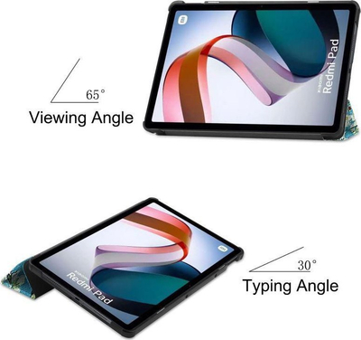 Kover tablet Xiaomi Redmi Pad, funksion auto sleep wake, me qëndrim, blu me dizajn lulesh