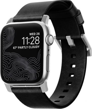 Rrip ore Nomad Modern Band Horween për Apple Watch 46mm 49mm, lëkurë natyrale, i zi