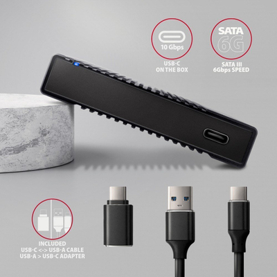 Kuti e jashtme Axagon EE25-GTR, për disqe 2.5" SSD / HDD, USB 3.2 Gen 2, ngjyrë argjendi