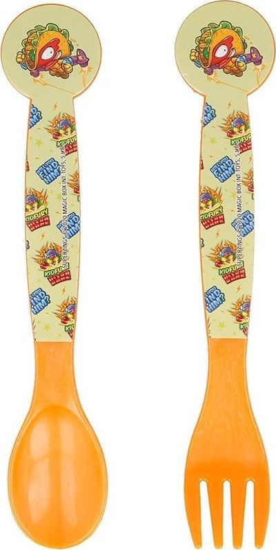 Set lugë edhe pirun për kalamaj SuperZings, plastik, me ngjyra