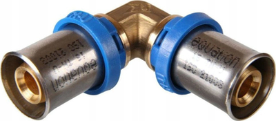 Bërthesë këndi bronzi Equation, 16 mm, për tuba PE RT AL PE RT, ngjyrë bronzi