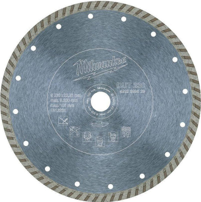 Disk prerës diamanti Milwaukee DUT 230, 230mm, universal, gri