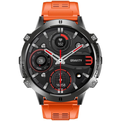 Ora e zgjuar Gravity GT42-5, me rrip silikoni dhe byzylyk metalik, e zezë
