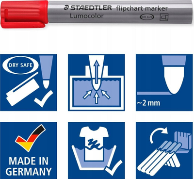 Markera flipchart STAEDTLER Lumocolor 356 B WP6, majë e prerë, set 6 copë, shumëngjyrësh