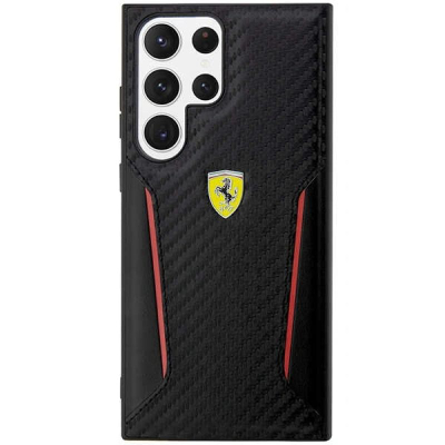 Këllëf telefoni Ferrari për Samsung Galaxy S23 Ultra, Carbon Stripe, i zi