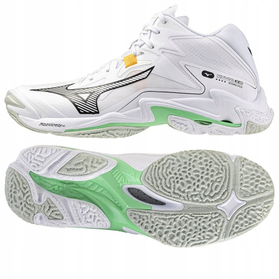 Atlete hendbolli Mizuno Wave Lightning Z8 Mid, për burra, të bardha blu