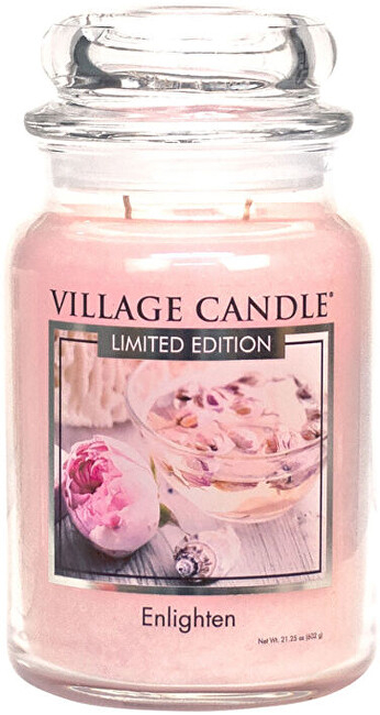 Qiri aromatik Village Candle Enlighten, kavanoz i madh prej xhami, 21.25 oz, ngjyrë rozë