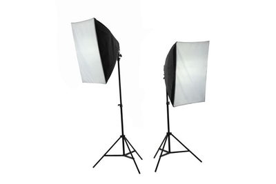 Set ndriçimi studio iShoot Softbox 40x40cm, llambë 65W, tripod, i zi