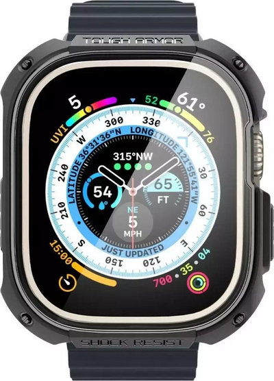 Mbulesë Spigen Tough Armor për Apple Watch Ultra 49mm, xham i integruar, e zezë