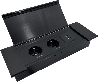 Prizë e fshehur mobiljeje Orno OR GM 9048, 2x prizë me tokëzim, USB A dhe USB C, 1.5 m, e zezë