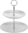 Pjatë dykatëshe Excellent Houseware Elegant, porcelani, për ëmbëlsira dhe meze, e bardhë