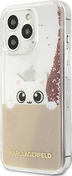 Mbulesë telefoni Karl Lagerfeld Glitter K-Peek A Boo për iPhone 13 Pro Max 6.7", transparente, rozë