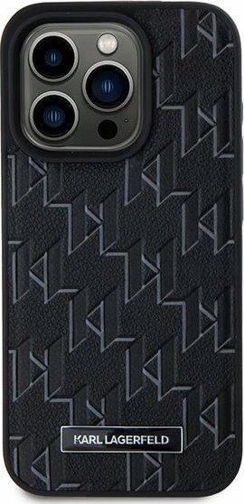 Mbrojtëse telefoni Karl Lagerfeld PU Leather Monogram, MagSafe, për iPhone 15 Pro, e zezë
