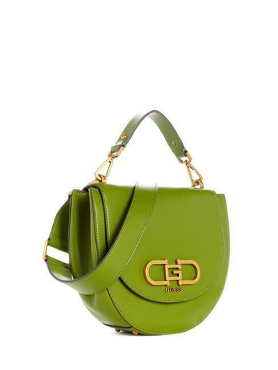 Çantë për femra Guess Fleet Flap Crossbody Saddle Bag, e gjelbër