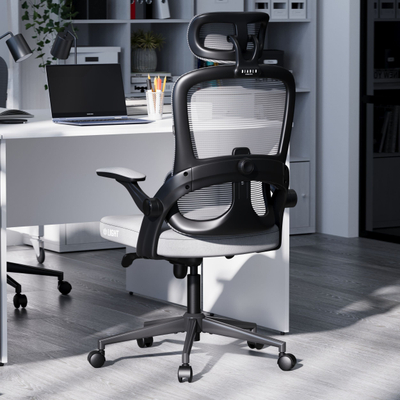 Karrige zyre Diablo V-Light, ergonomike, deri 110 kg, gri e hapur