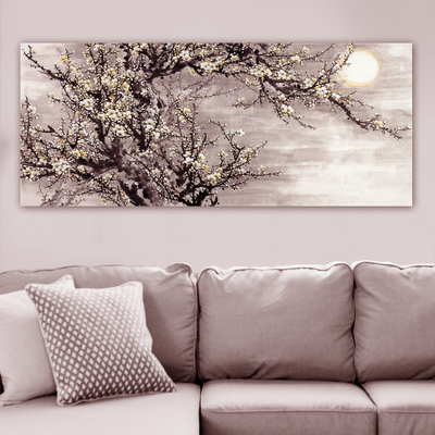 Tabllo murale HomeMarkt Gobi HM4796, kanavacë, 120x49cm, bardhë gri