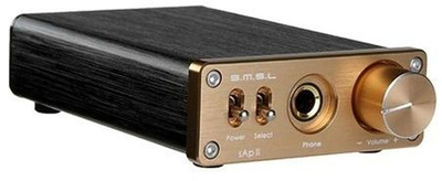 Përforcues kufjesh SMSL sAp II, tranzistorik, hyrje 3.5mm dhe RCA, i zi