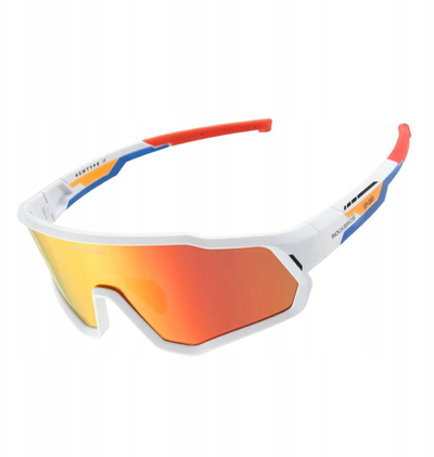 Syzet e çiklizmit Rockbros SP383 Shining Warrior, thjerrëza të polarizuara UV400, kornizë e bardhë mate