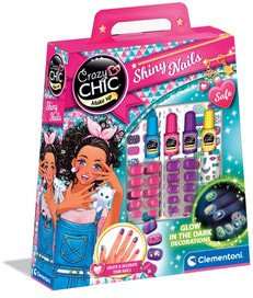 Set manikyri Clementoni Crazy Chic Glow in the Dark Nails, për goca 6+, shumëngjyrësh