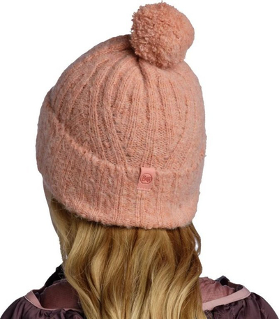 Kapelë dimri Buff Nerla Knitted Beanie W, për goca, me pompon, e kuqe-portokalli