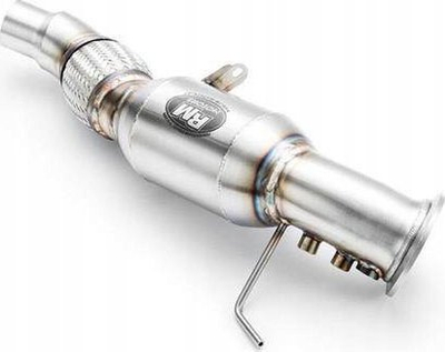 Downpipe RM Motors për BMW E90 E91 E92 E93 325d 330d 330xd M57N2, me katalizator Euro 4, metalik ngjyrë argjendi
