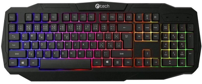 Гејминг тастатура C-TECH Arcus CZ/SK, со USB кабел, RGB осветлување, црна